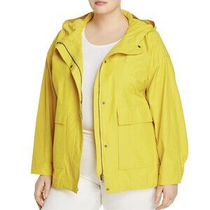 Eileen Fisher Hooded Jacket XL Yellow Drawstring Zip Up Lightweight Minimalist
